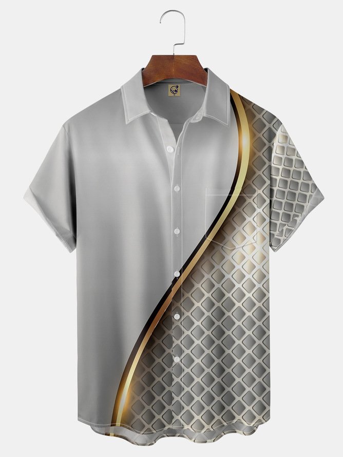 Big Size 3D Texture Chest Pocket Short Sleeve Casual Shirt