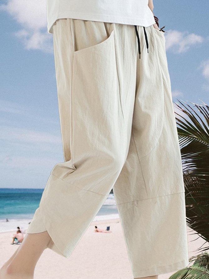 Drawstring Casual Cropped Trousers