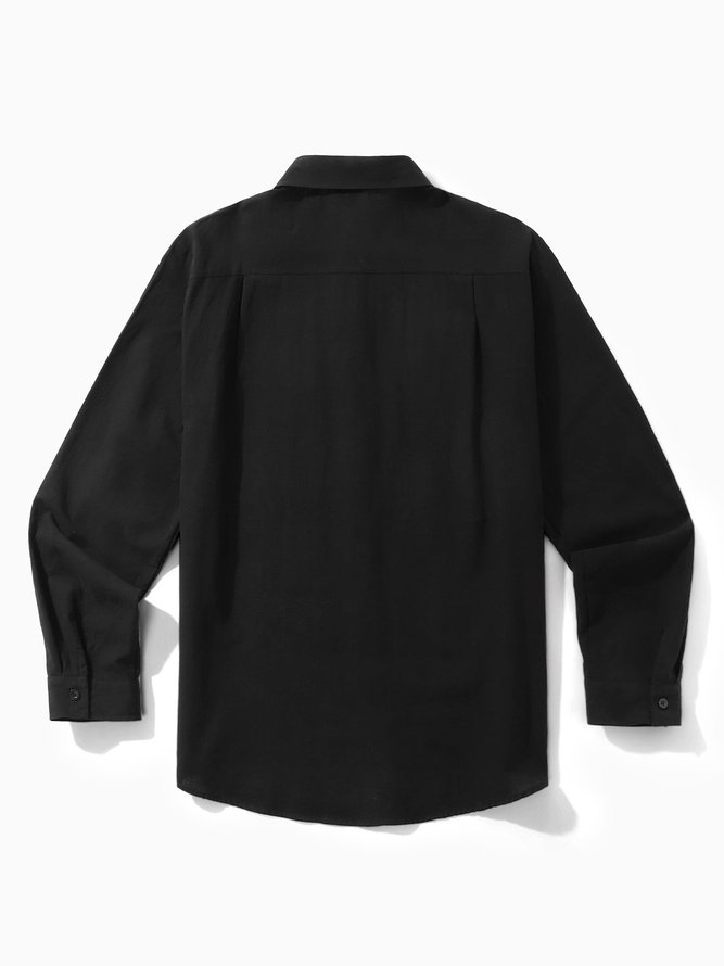 Big Size Cotton Chest Pocket Long Sleeve Shirt