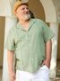 Mens Cotton Stand Collar Short Sleeve Shirt 65%Cotton