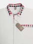 Contrast Plaid Panel Short Sleeve Casual Shirt