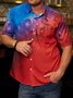 Independence Day Flag Chest Pocket Short Sleeve Shirt