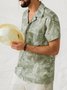 Mens Hawaiian Aloha  Leaf Loose Short Sleeve Shirt