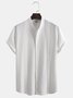 Mens Cotton Stand Collar Short Sleeve Shirt 65%Cotton