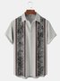 Big Size Textured Chest Pocket Short Sleeve Bowling Shirt
