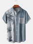 Big Size Coconut Tree Chest Pocket Short Sleeve Bowling Shirt