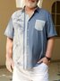 Big Size Coconut Tree Chest Pocket Short Sleeve Bowling Shirt